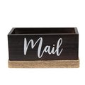 Elegant Designs Mail Holder, Sorter with Wrapped Roped Bottom, Cutout Handles, and Mail Script in White, Dark Wood HG2036-DWD